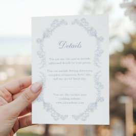 Dusty Blue Vintag Floral Romantic Wedding Begleitkarte