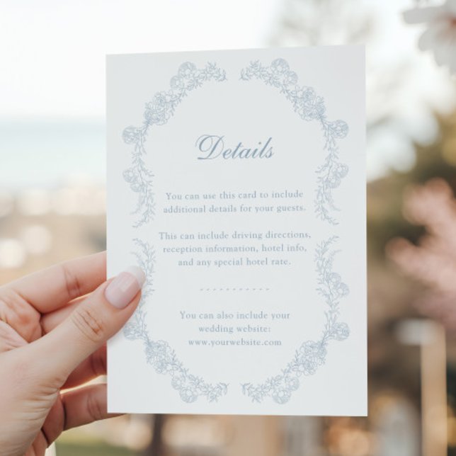 Dusty Blue Vintag Floral Romantic Wedding Begleitkarte (Von Creator hochgeladen)