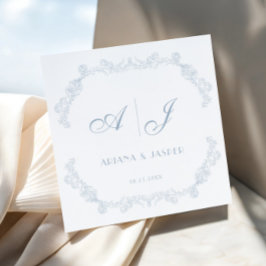 Dusty Blue Vintag Floral Romantic Wedding Serviette