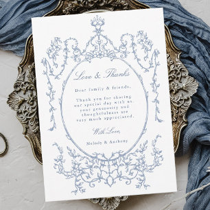 Dusty Blue Vintag Frame Wedding Foto Dankeskarte