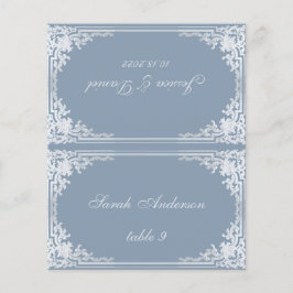 Dusty Blue Vintag Printname Wedding Platzkarte