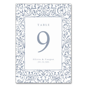 Dusty Blue Vintag Verziert Frame Classic Wedding Tischnummer