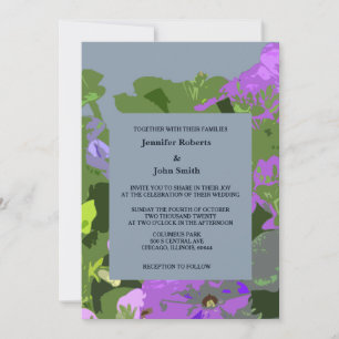 Dusty Blue Violet Floral Abstrakt Elegante Hochzei Einladung