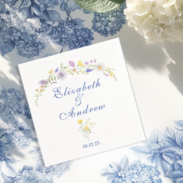 Dusty Blue Wappen Floral Wedding Serviette (Von Creator hochgeladen)