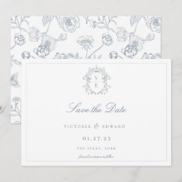 Dusty Blue Wappen Monogram Wedding Save The Date