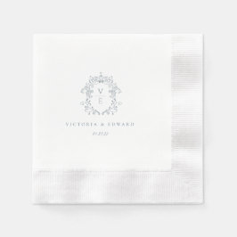 Dusty Blue Wappen Monogram Wedding Serviette