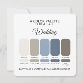 Dusty Blue Warm Taupe Fall Wedding Palette Card Einladung