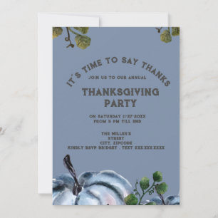 Dusty Blue Wassercolor Kürbis Erntedank Party