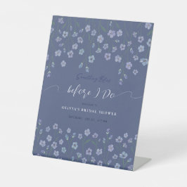 Dusty Blue Watercolor Blumen Brautparty Sockelschild
