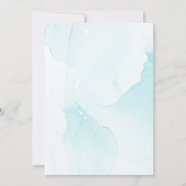 Dusty Blue Watercolor Floral Boho Einladung (Rückseite)