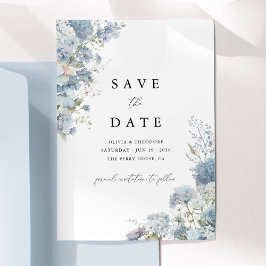Dusty Blue Watercolor Floral Elegant Save The Date