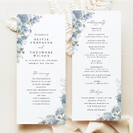 Dusty Blue Watercolor Floral Wedding Ceremony Programm
