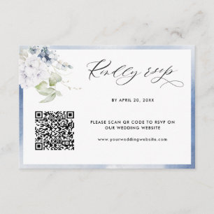 Dusty Blue Watercolor, Floral Wedding QR Code UAWG Begleitkarte