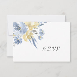 Dusty Blue Watercolor Floral Wedding RSVP Karte
