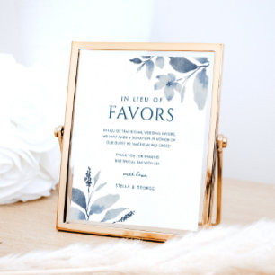 Dusty Blue Watercolor Floral Wedding Spenden Zeich Poster