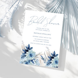 Dusty Blue Watercolor Florals Brautparty Einladung