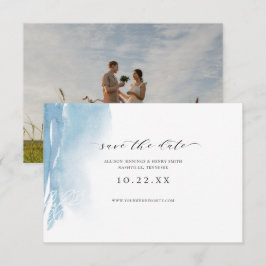 Dusty Blue Watercolor Foto Save the Date