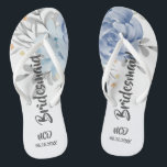 Dusty Blue Watercolor Peony Bridesmaid Gevor Flip Flops<br><div class="desc">Sie werden diese staubblauen Aquarellpeony-Blume Liebe. Ideal für Ihre Hochzeitsgeschenke!</div>