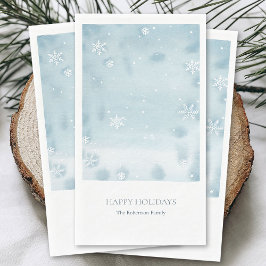 Dusty Blue Watercolor Snowflake Gästetuch Serviette