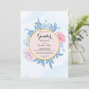 Dusty Blue Watercolor Succulent Gender Reveal Einladung