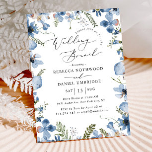 Dusty Blue Watercolor Wedding Brunch Einladung