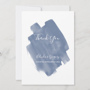 Dusty Blue Watercolor Wedding Danke Card