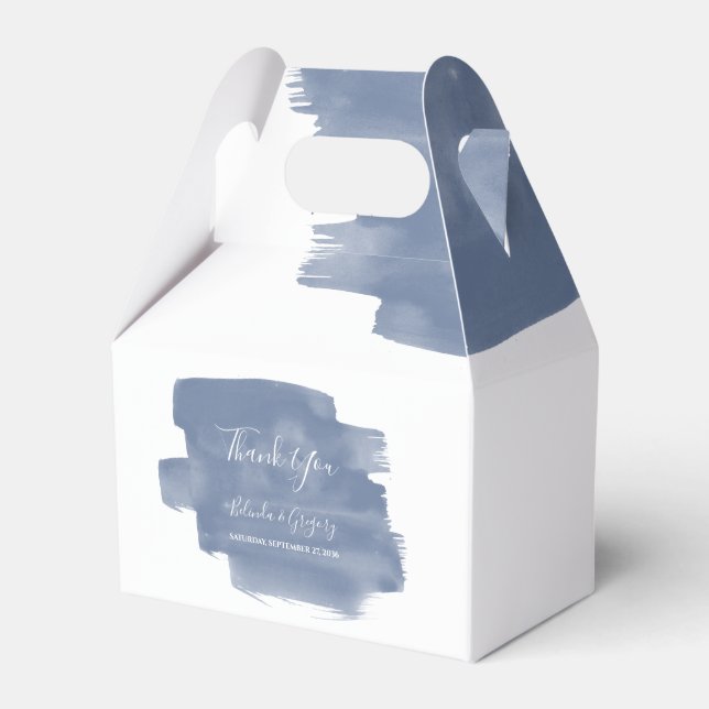 Dusty Blue Watercolor Wedding Geschenkschachtel (Vorderseite)