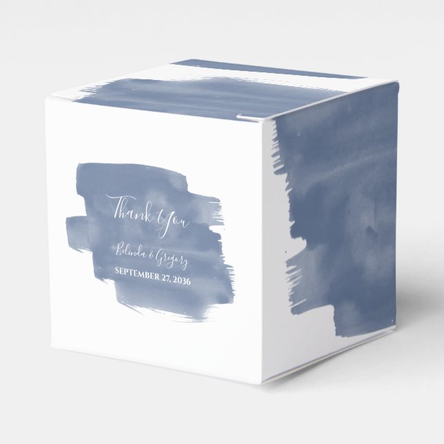 Dusty Blue Watercolor Wedding Geschenkschachtel (Vorderseite)