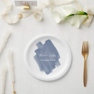 Dusty Blue Watercolor Wedding Pappteller