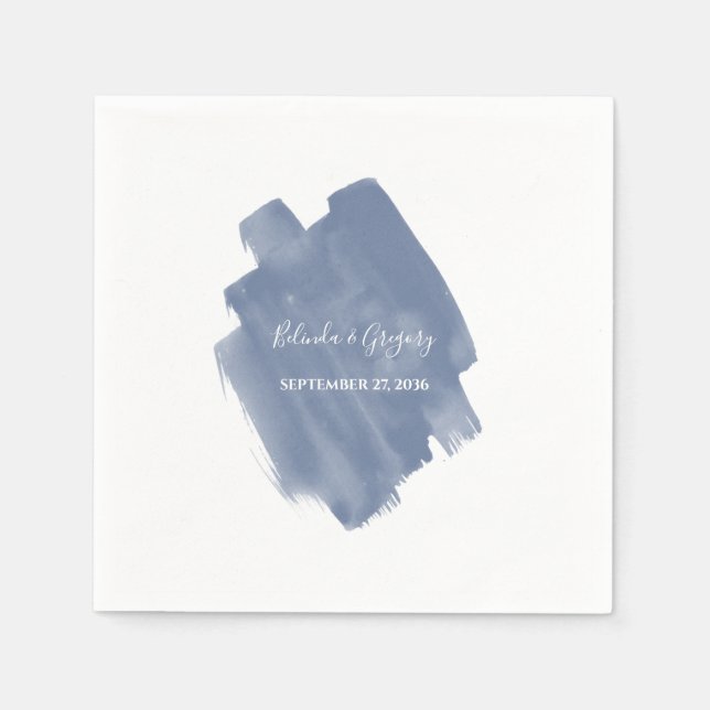 Dusty Blue Watercolor Wedding Serviette (Vorderseite)