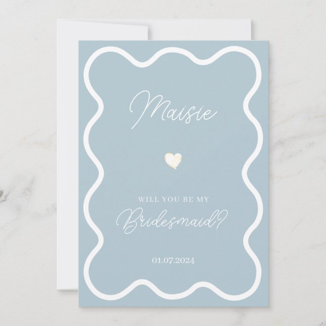 Dusty blue wavy werden Sie mein Vorschlag für eine Einladung (Vorderseite)