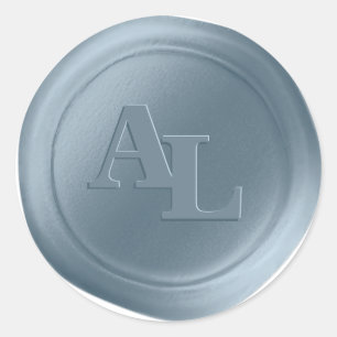 Dusty Blue Wax Siegel Monogram Wedding Stickers