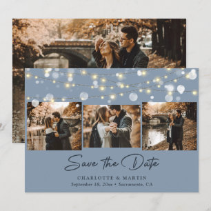 Dusty Blue Wedding 4 Foto Collage Save the Date