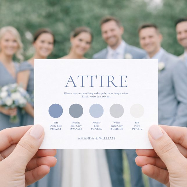 Dusty Blue Wedding Attire Card Einladung (Von Creator hochgeladen)