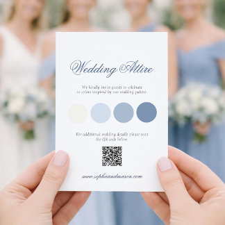 Dusty Blue Wedding Attire Card with QR Code Einladung