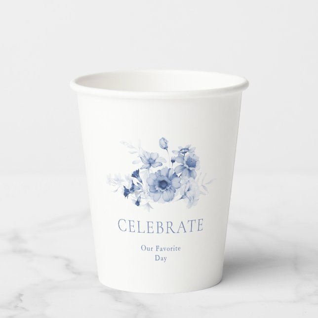 Dusty Blue Wedding Cup - Feiern Pappbecher (Rückseite)