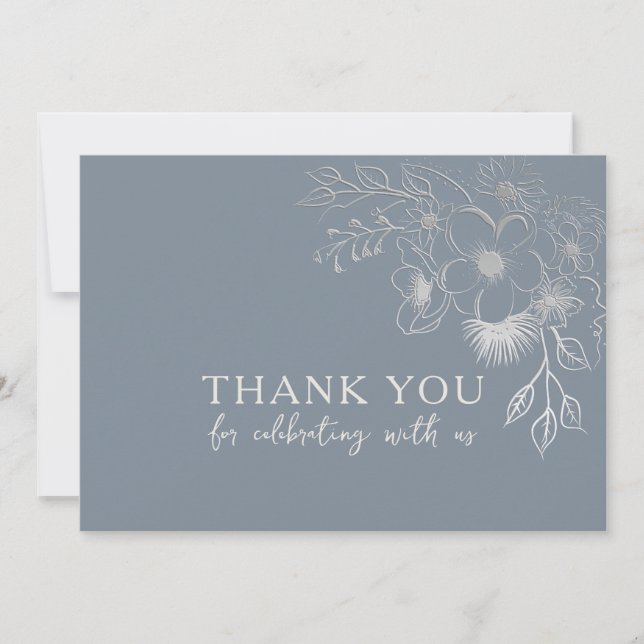 Dusty Blue Wedding Dankeschön Card Dankeskarte (Vorderseite)