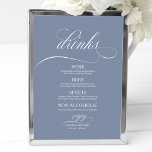 Dusty Blue Wedding Drinks Bar Menu Signatur Poster<br><div class="desc">Ein schlichtes Kalligrafie Hochzeitsgetränke Bar-Menü-Zeichen. Wenn Sie Fragen oder besondere Wünsche haben,  biete ich Ihnen einen kostenlosen Kundenservice an.</div>