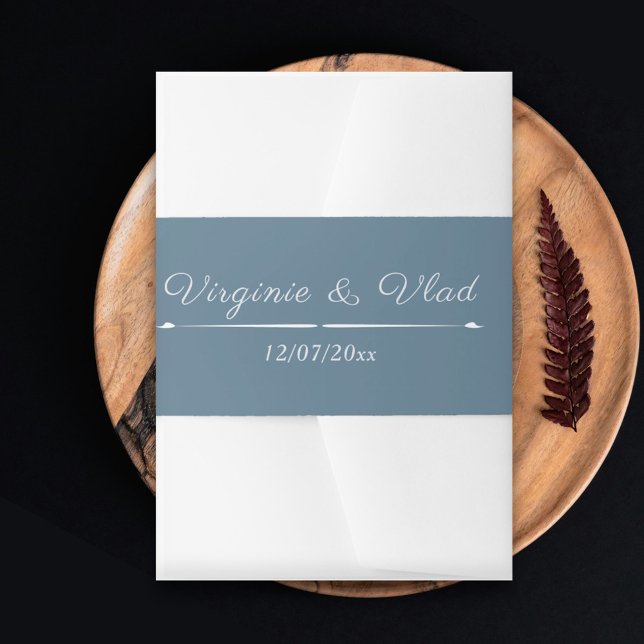 Dusty Blue Wedding Einladung Bly Band (Dusty Blue Wedding Invitation Belly Band)