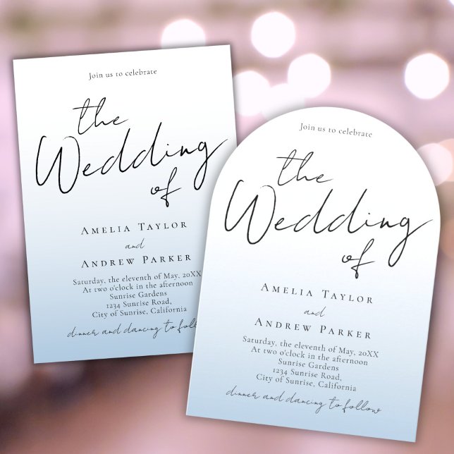 Dusty Blue Wedding Einladung Foto QR Code (Von Creator hochgeladen)