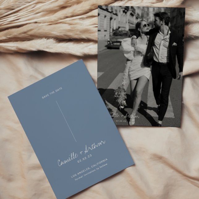 Dusty Blue Wedding Enregistrer la date Invitation (Créateur téléchargé)