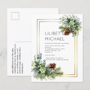 Dusty Blue Wedding Eukalyptus Greenerity Budget Postkarte