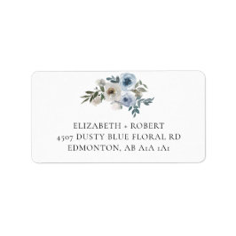 Dusty Blue Wedding Floral Details Empfang Script Adressaufkleber