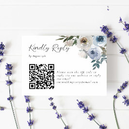Dusty Blue Wedding Floral Kindly Antwort QR Code