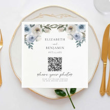 Dusty Blue Wedding Floral Share Fotos QR Code