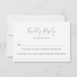 Dusty Blue Wedding Food Allergy RSVP Card Karte