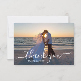 Dusty Blue Wedding Foto Dankeskarte