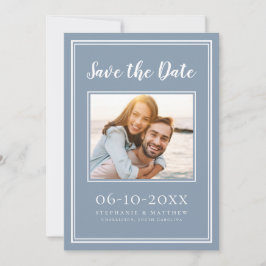 Dusty Blue Wedding Foto Einfache Verlobung Moderne Save The Date