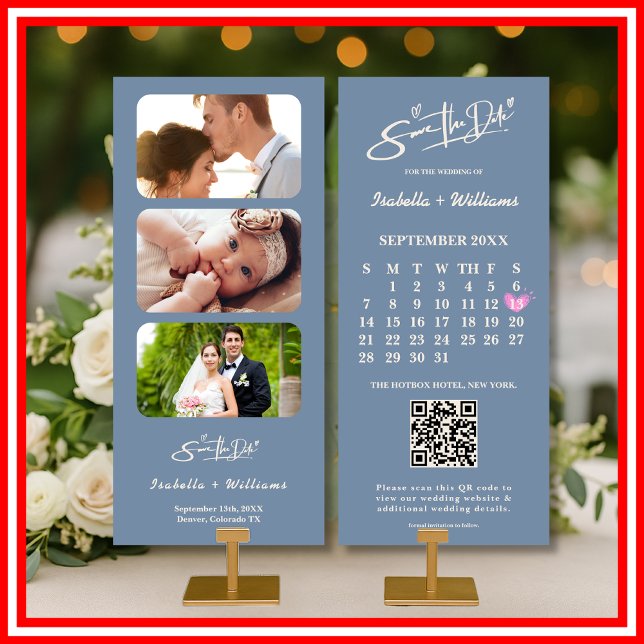 Dusty Blue Wedding Foto QR Code Elegant (Von Creator hochgeladen)