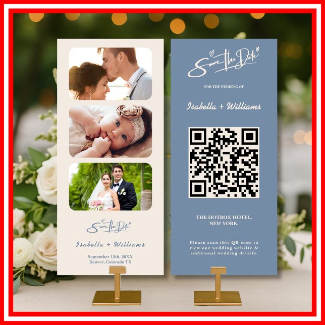 Dusty Blue Wedding Foto QR Code Elegant (Von Creator hochgeladen)